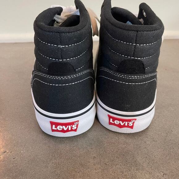 Levi black white canvas high stop fashion sneakers vans style mens size 8 - Picture 3 of 9